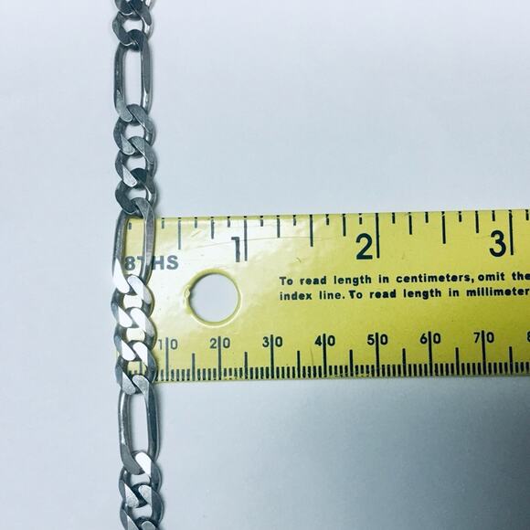925 Sterling Silver 8mm Italian Solid Figaro Link Chain Necklace - Picture 6 of 9
